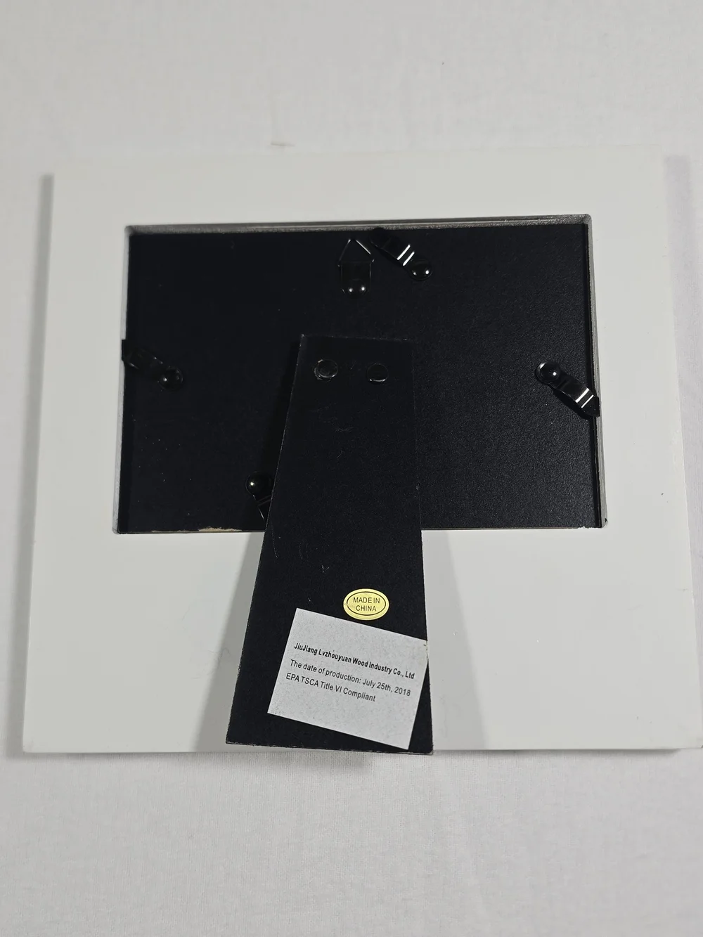 Grandkids White Wooden Picture Frame with Silver Script Accent Fits 4X6 Pic
